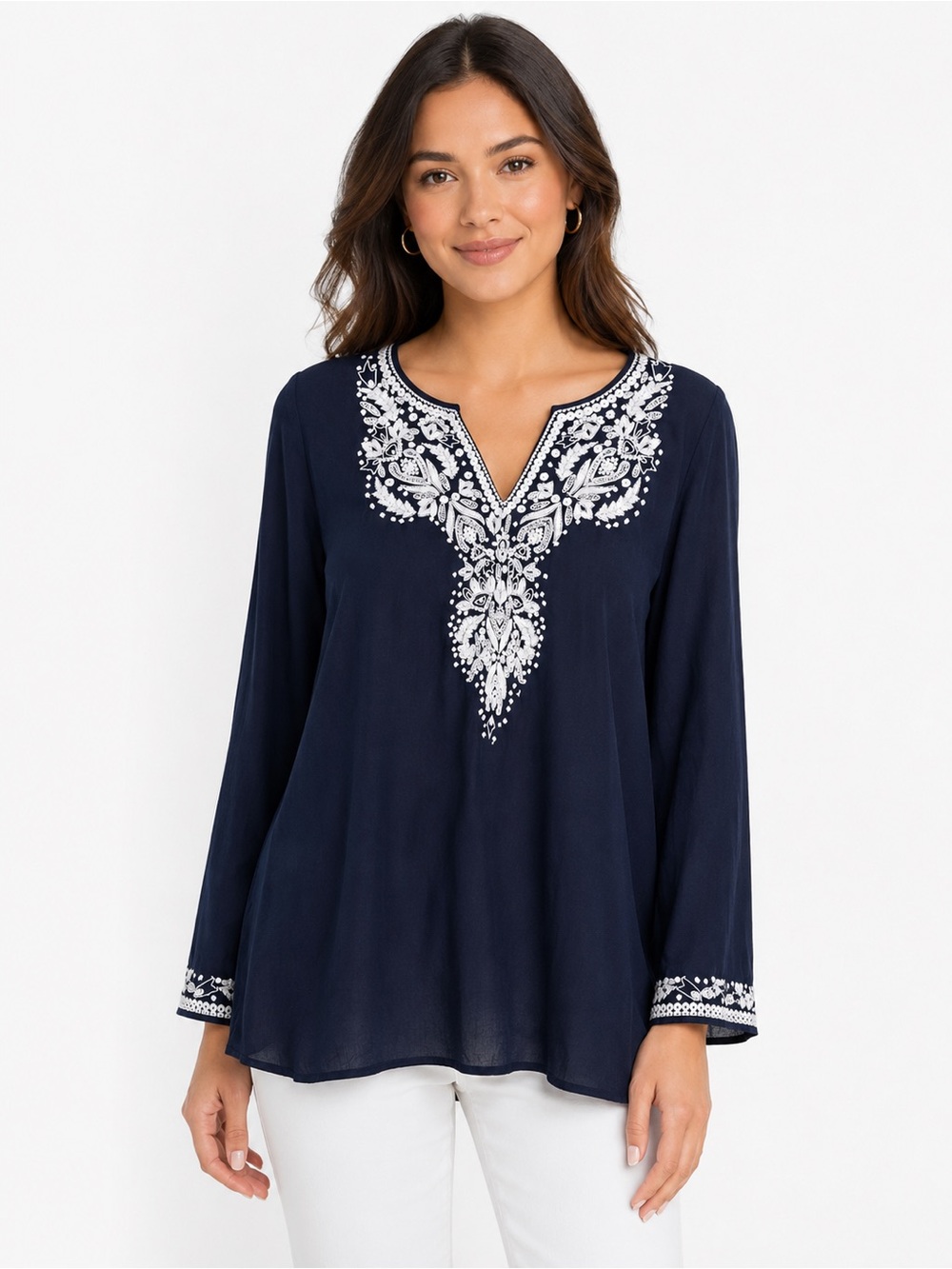 🌺 Karen Kane Embroidered Cotton Tunic Top